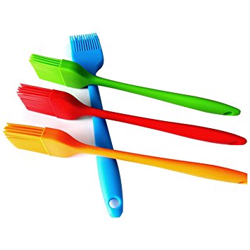 HornTide 4-Piece Silicone Brush Set Pastry Basting Grill Barbecue 21cm Heat Resistant Withstand 230°C 446°F Premium Cooking Utensils Multi-Color Brushes