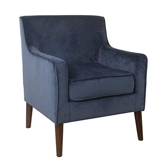 Spatial Order Kaufmann Modern Velvet Accent Chair, Blue Velvet