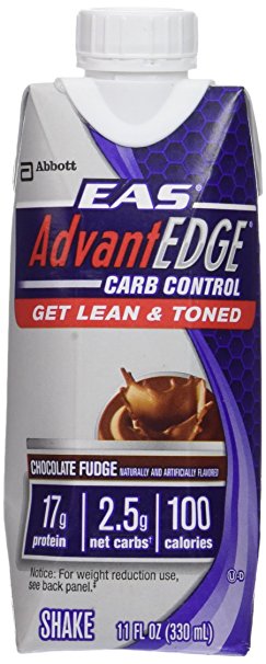 EAS AdvantEdge Carb Control Ready-to-drink Shake, Chocolate Fudge,  11 oz., 18 Count
