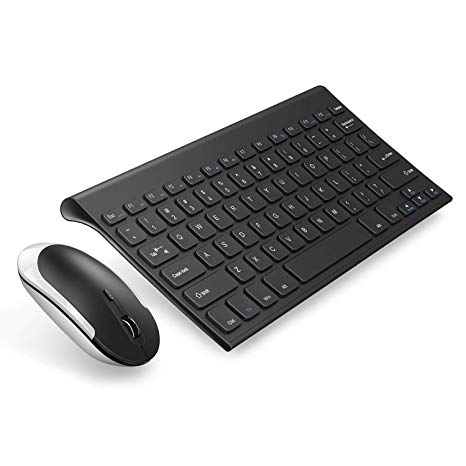 Wireless Keyboard Mouse, Jelly Comb 2.4GHz Ultra Slim Portable Rechargeable Wireless Keyboard and Mouse Combo for Laptop Desktop PC Computer (Black)