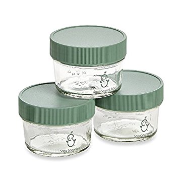 Sage Spoonfuls Glass Mini Storage Jars, 4 Ounce (Pack of 3)