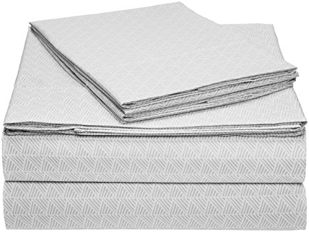 AmazonBasics Microfiber Sheet Set - Full, Grey Crosshatch