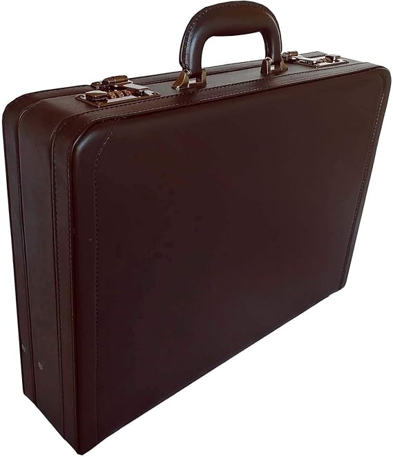 Deluxe Faux Leather Expandable Executive Attache Case Briefcase Dark Brown (Dark Brown)