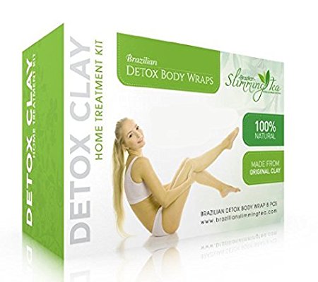 Brazilian Detox Clay Body Wraps [8-Applications] Slimming Home Spa Treatment for Cellulite, Weight Loss, Stretch Marks | Natural, Purifying Detoxifier for Smooth, Toned Skin (8 Pack)