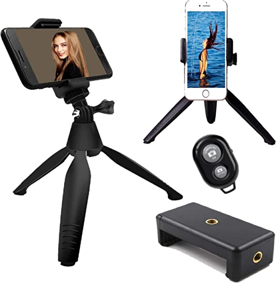 Mini Tripod,Mini Phone Tripod, Lightweight Tabletop Tripod for IPhone/Smartphone/Stand/Samsung/Cellphone/Camera/DSLR with Universal Phone Holder & GoPro Mount, Rotation.