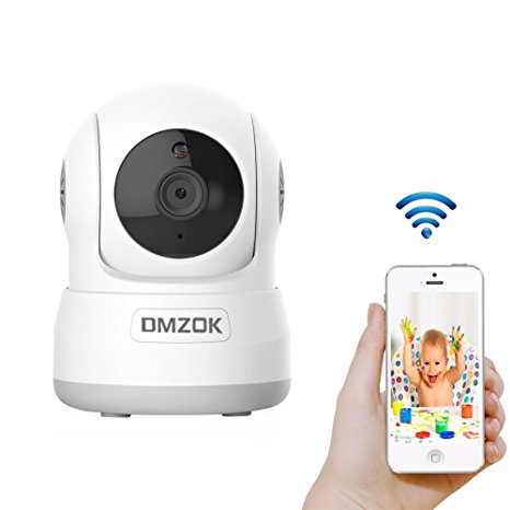 DMZOK Wireless WiFi Security Camera, Home Surveillance Camera with Pan Tilt Zoom Night Vision Two Way Audio Motion Detection Baby Camera Monitor Nanny Cam