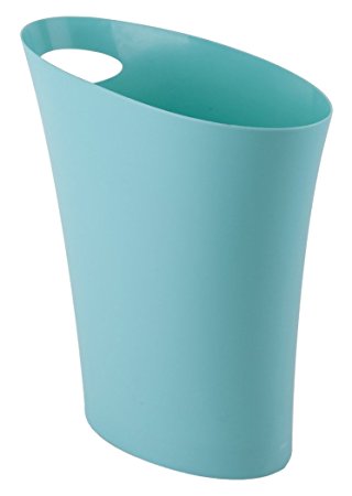 Umbra Skinny Polypropylene Waste Can, Surf Blue