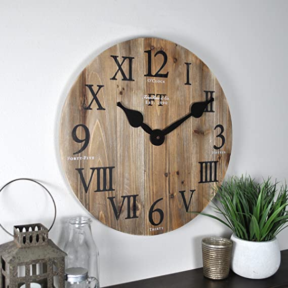 FirsTime & Co. Rustic Barn Wall Clock, 18", Natural Wood