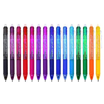 Vanstek 15 Colors Retractable Erasable Gel Pens Clicker, Fine Point(0.7), Make Mistakes Disappear, Premium Comfort Grip for Drawing Writing Planner and Crossword Puzzles