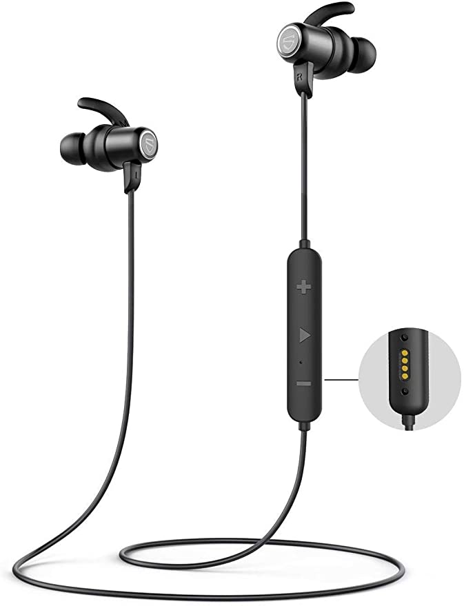 SoundPEATS Sports in-ear Earbuds IPX8 Sweatproof,Q35 HD Wireless Headphones APTX HD Bluetooth 5.0 Running Earphones with Magnetic Contactor,CVC Noise Cancellation Mic,14hrs Playtime