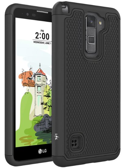 LG Stylo 2 Plus Case, LK [Shock Absorption] Drop Protection Hybrid Dual Layer Armor Defender Protective Case Cover for LG Stylo 2 Plus (Black)