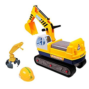 deAO Ride On Excavator / Digger 2in1 for Toddlers Pedal Free Vehicle Includes Two Different Extensions