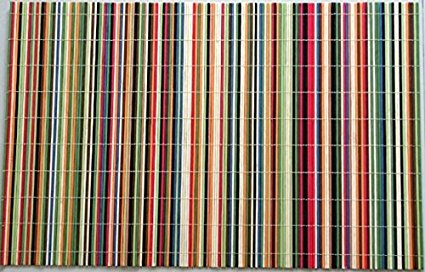 Benson Mills Rainbow Sticks Bamboo Multi Colored Placemats, Set of 4