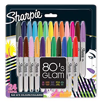 Sharpie Fine Point Permanent Marker 80's Glam , Pack of 24