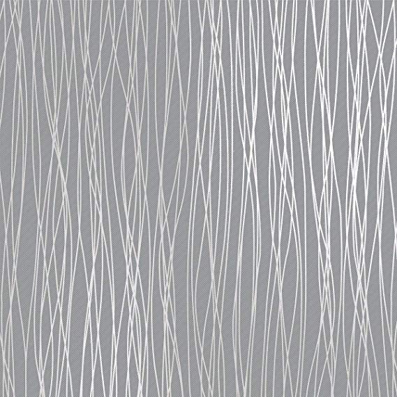 Huamao Self adhesive 3D Wallpaper, Modern Print Embossed Stripe Fashion Wallpapers for Livingroom, Bedroom, Kitchen and Bathroom, Silver Grey (20.87Wx118L)