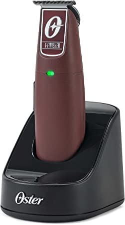 Oster Professional Cordless Hair Trimmer with Rechargeable Battery and Ergonomic Design, T-Finisher T-Blade Trimmer, Burgundy