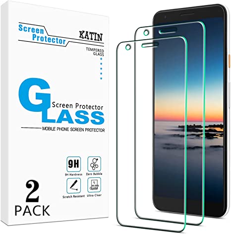 [2-Pack] KATIN Screen Protector For Google Pixel 3a XL Tempered Glass, 9H Hardness, Anti-Scratch, Bubble Free, Easy to Install