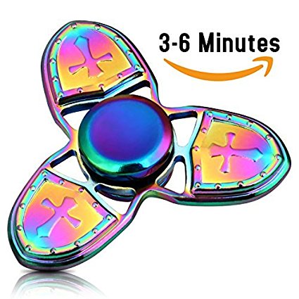 Metal Fidget Spinner Rainbow, ESARORA Metal Fidget Hand Spinner Stress Reducer Guranteed 3-6 Minutes Ultra Durable Stainless Steel Bearing