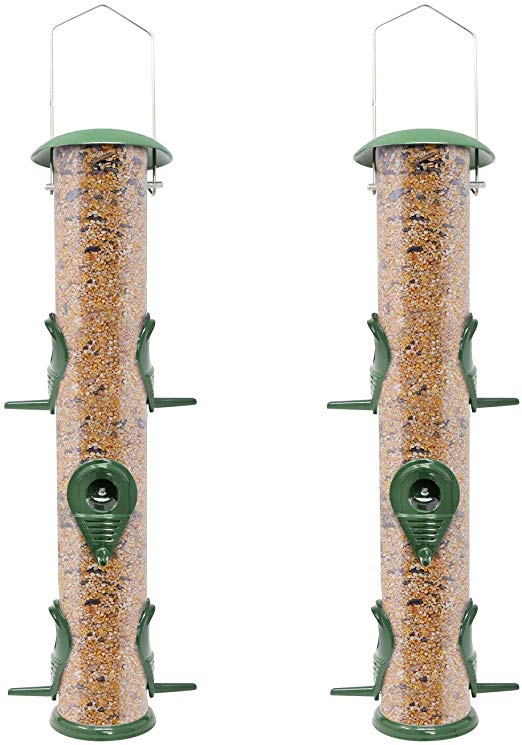 Gray Bunny GB-6847M6P2 Classic Metal Tube Feeder, 2-Pack, Premium Metal Outdoor Birdfeeder with Steel Perches and Steel Hanger, Solid Hard Tube, Chew-Proof and Lasts A Lifetime, Weatherproof