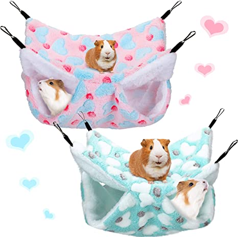 2 Pieces Guinea Pig Rat Hammock Guinea Pig Hamster Ferret Hanging Hammock Toys Bed for Small Animals Chinchilla Parrot Sugar Glider Ferret Squirrel Playing