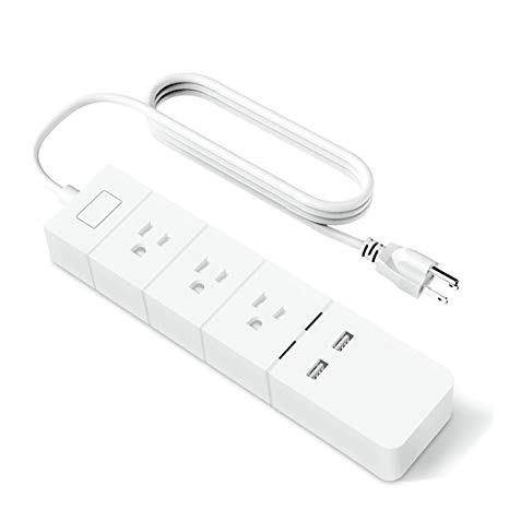 WiFi Smart Power Strip USB Charger, Amazon Alexa and Google Assistant Supported, APP Remote Control Individually, Wireless Surge Protector with 3 Smart AC Outlets and 2 USB Port (3.1Amp), 6ft Exte