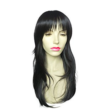 Namecute Dark Brown Wig Natural Straight Long Wigs Full Synthetic   Free Wig Cap
