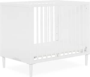 Lucas Mini Modern Crib with Rounded Spindles in White , 39x25.5x33 Inch (Pack of 1)