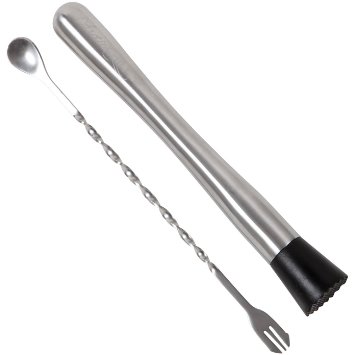 Nihao® Stainless Steel 10" Cocktail Muddler & Mixing Spoon - Make Flavour Bursting Cocktails with Ease
