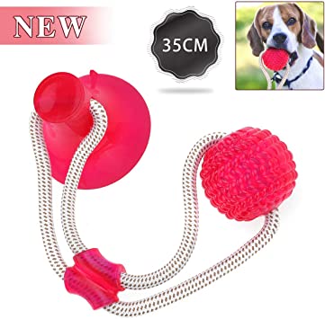 OUTERDO Pet Toys with Suction Cups, Dog Bite Rope Durable Self-Balloon Rubber Ball Toys, Multifunctional Molar Chew Toys, for Dental Care, Teeth Cleaning, Suitable for Dogs and Cats