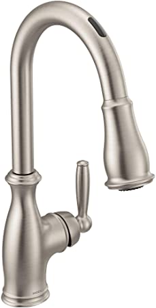 Moen 7185EVSRS Brantford U by Moen Smart Pulldown Kitchen Faucet with Voice Control and MotionSense, Spot Resist Stainless