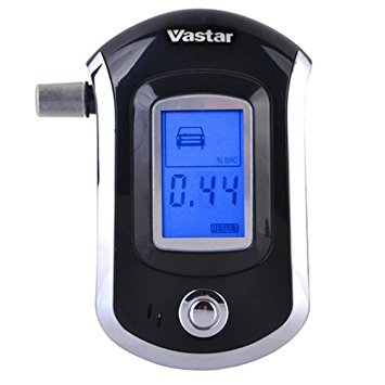 Vastar AD555 Professional Breathalyzer with Semi-conductor Sensor and LCD Display Digital Breath Alcohol Tester with 10 Mouthpieces Fit