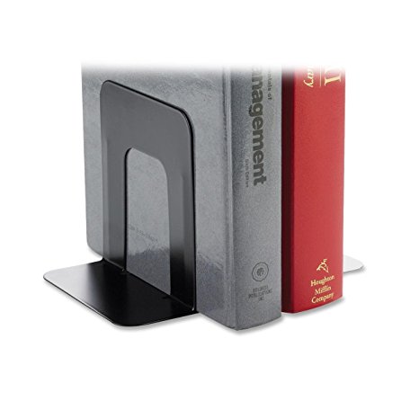 Economy Bookends, Nonskid, 4 3/4 x 5 1/4 x 5, Heavy Gauge Steel, Black