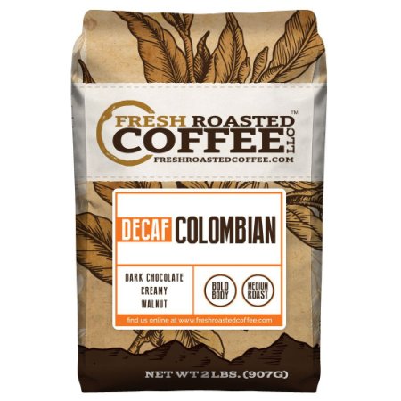 100% Colombian Decaf Coffee, Fresh Roasted Coffee LLC (5 lb. Whole Bean)