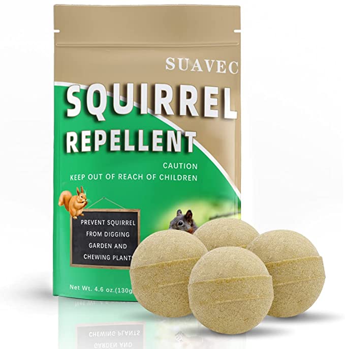 SUAVEC Squirrel Repellent Outdoor, Mint Squirrel Deterrent, Chipmunk Repellent for Car, Squirrel Repellents for Attic, Squirrels Repellant for Garden,Plants, Peppermint Rodent Repellant Indoor-4 Pack