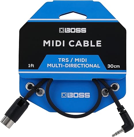 BOSS BMIDI-1-35 – 1ft / 30cm – Space-Saving 3.5mm TRS to Multi-Directional 5-Pin MIDI Cable – Provides Premium connectivity for BOSS Pedals –