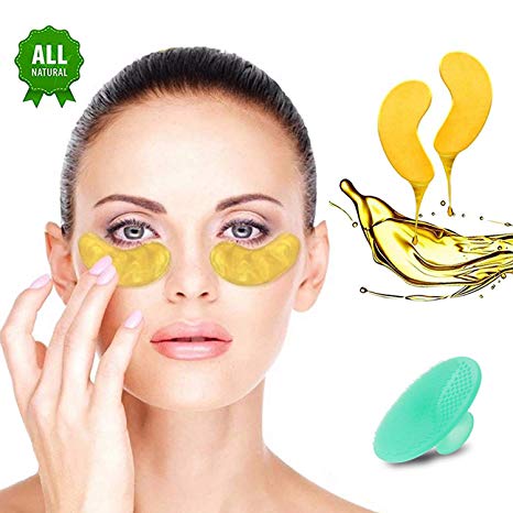 Gold Eye Mask 24K Gold Eye Treatment - Anti-Aging Hyaluronic Acid Under Eye Mask & Patches for Moisturizing & Reducing Dark Circles Puffiness Wrinkles - Eyes Collagen Eye Pads, Set of 12 Pairs