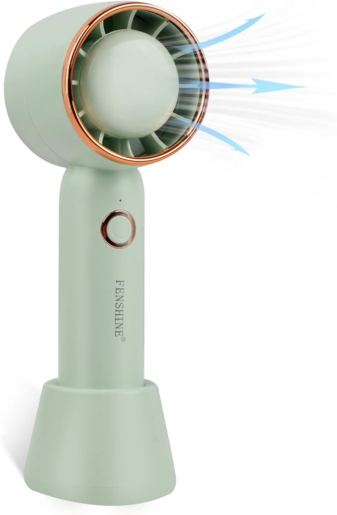 Mini Handheld Fan, Portable USB Rechargeable Fan with 3 Speeds Setting, Lashes Extensions Dryer Fan, Ficial No Noise Fan with Removable Base, for Kids Elderly Travel Office Home Outdoor (Green)