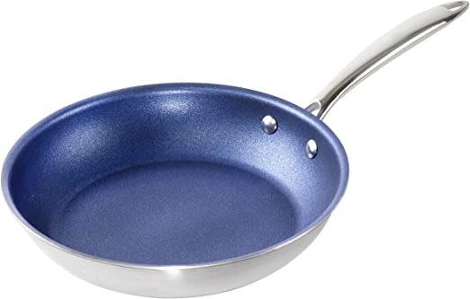 Granitestone Stainless Steel Nonstick 12” Frying Pan, Tri-Ply Base, Stainless Steel Fry Pan with Nonstick Mineral Coating, 100% PFOA Free, Cool Touch Handles, Induction, Oven & Dishwasher Safe…