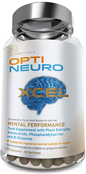 New Optineuro® Xcel for Mental Performance | Caffeine Free with Extra Phosphatidylserine, Ashwagandha and Lion's Mane | #1 Top Rated Nootropics | Strongest Brand on The Market | 90 Capsules