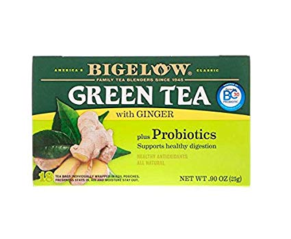 Bigelow, Green Tea with Ginger Plus Probiotics, 18 Tea Bags