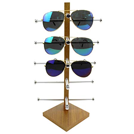 Display Rack, Petforu Wooden Sunglasses Holder Eyeglass Collections Display Stand (Wood Color)