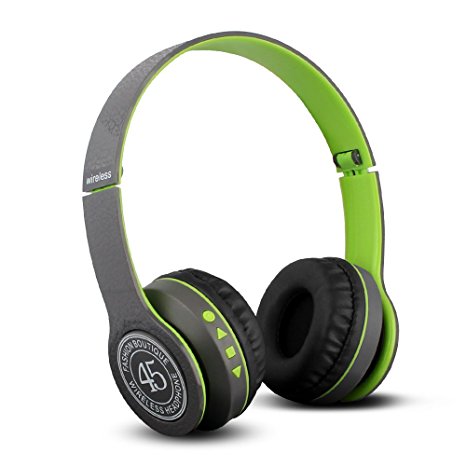 FX-Victoria Heavy Bass On Ear Headphones Foldable Headphones for Men and Women, Kids and Adults, Supports FM Stereo Function / MicroSD / TF Card (P45Green)