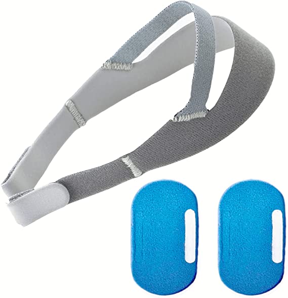 DreamWear Replacement Headgear Strap for DreamWear Nasal Gel, Premium Soft Material Supplies with 2 Blue Strap Covers to Reduce Red Face Mark and Pressure (3)