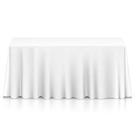 Lann's Linens - 60" x 102" Premium Tablecloth for Wedding/Banquet/Restaurant - Rectangular Polyester Fabric Table Cloth - White