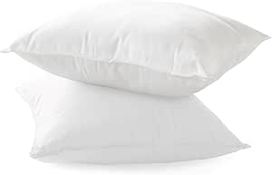 Elegant Comfort Set of 2 Poly-Cotton Shell Siliconized Fiber Filling 2 Pack Throw Inserts Sofa Bed and Couch Indoor Decorative Pillows, 16x16 Inch - Pack of 2, White 2 Count