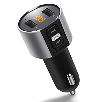 ZEEPORTE Bluetooth FM Transmitter for Car, Wireless Bluetooth FM Radio Adapter Car Kit with Hands-Free Calling and 2 Ports USB Charger 5V/2.4A&1A.
