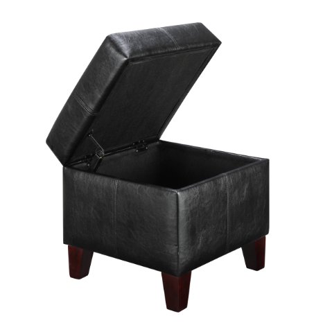 Dorel Living Storage Ottoman, Small, Black