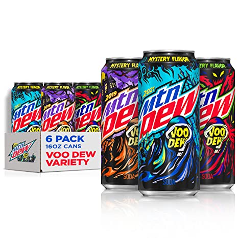 Mtn Dew Voo Dew Limited Edition 3 Flavor Variety Pack, 16oz Cans (6 Pack)