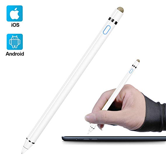 Active Stylus Compatible with Apple iPad, Homagical Stylus Pen for Touch Screens, Rechargeable Capacitive 1.5mm Fine Point iPad Pen Tablets Stylus with Pen Bag/Anti-friction Glove