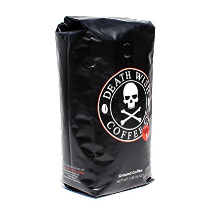 Death Wish Coffee, The World's Strongest Ground Coffee Beans, Fair Trade and Organic, 16 Ounce Bag